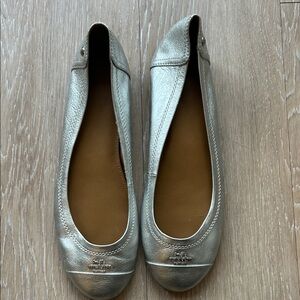 Coach Silver Leather Ballet Flats